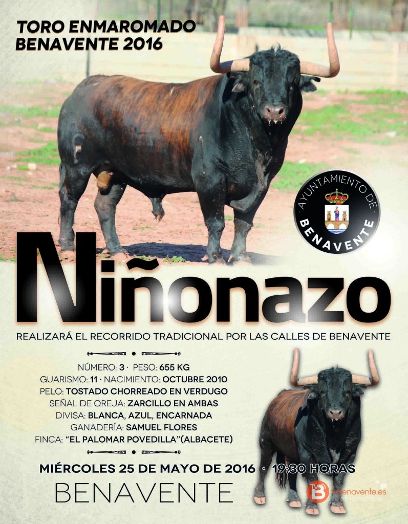 TORO ENMAROMADO 2016 - BENAVENTE - CARTEL2