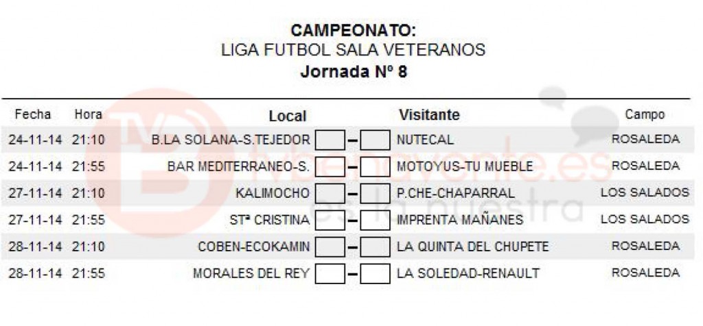 horarios jornada 8