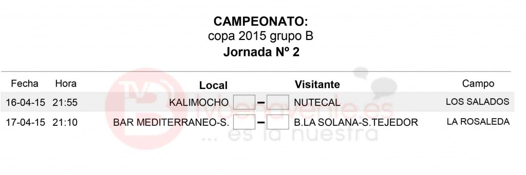 JORNADA 2 GRUPO B - copa veteranos futbol sala benavente
