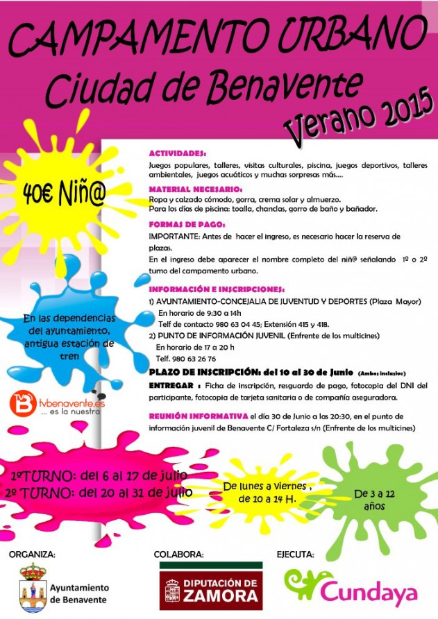 cartel CAMPAMENTO URBANO BENAVENTE 2015