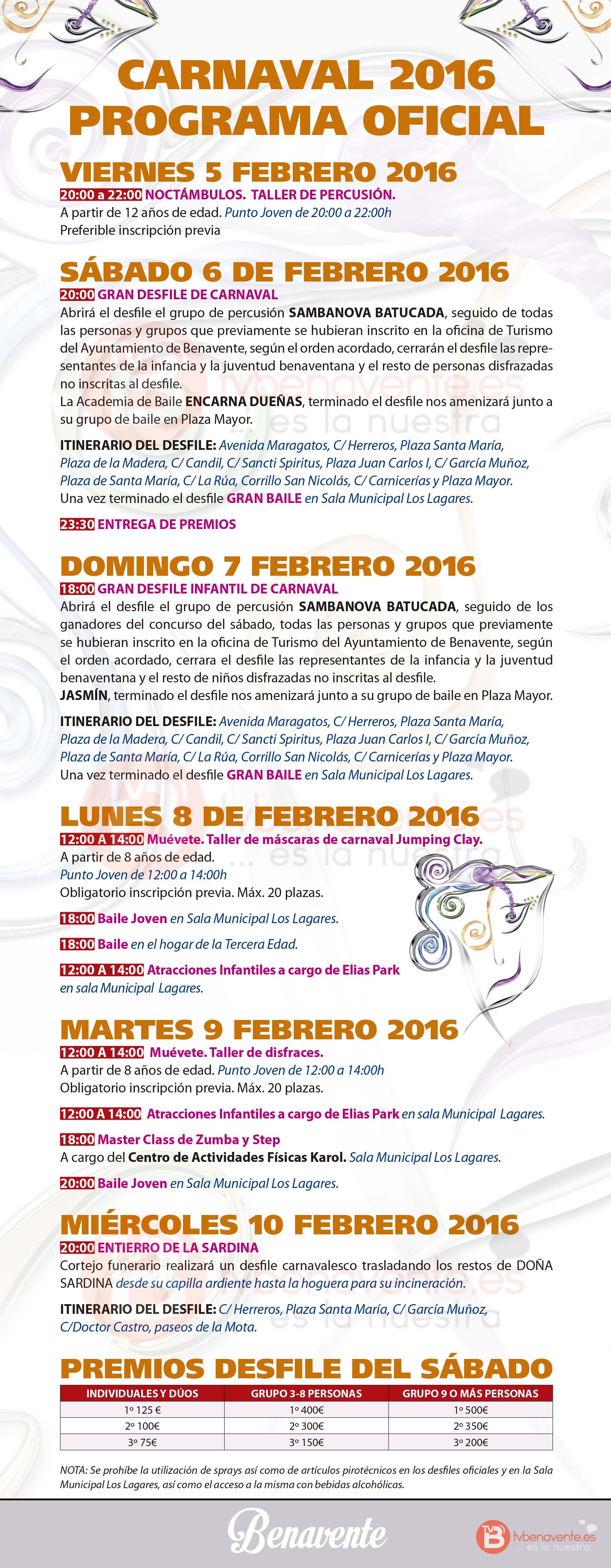 Programa Benavente Carnaval 2016